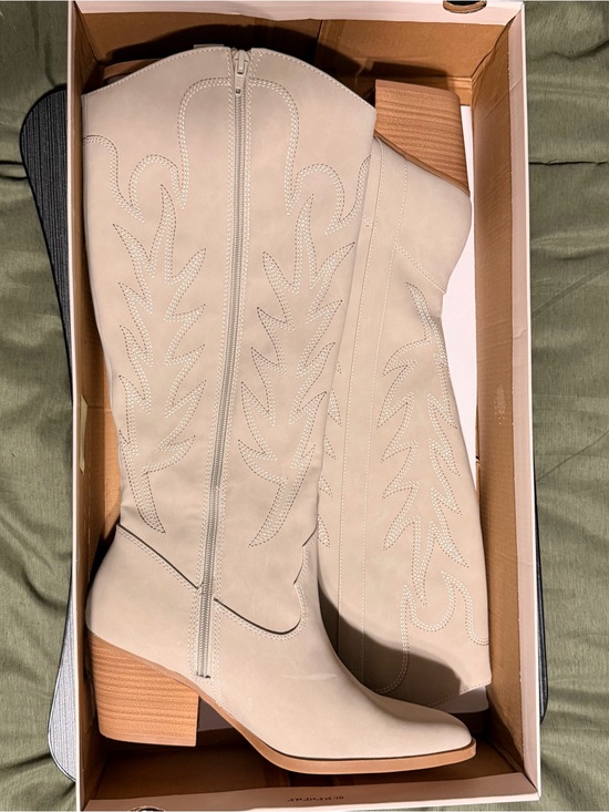 LC Lauren Conrad Shoes - LC Lauren Conrad Cream Over-the-Knee Western Boots